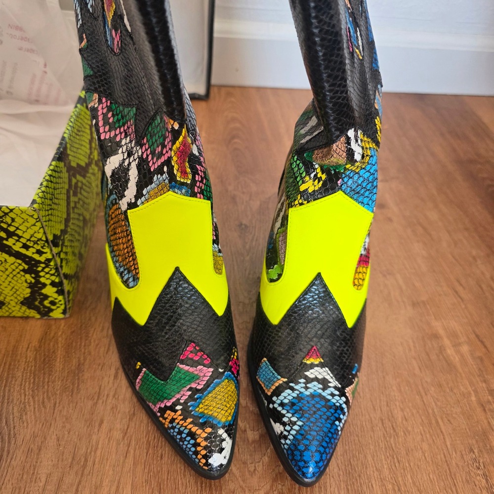 Cape Robbin Womens Snake Print‎ Neon Yellow Western Cowboy Boots Size 5.5